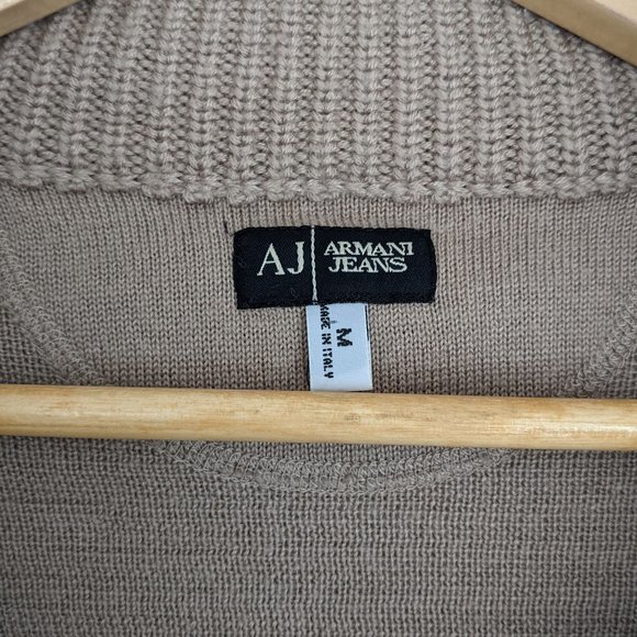 🇮🇹 Armani Jeans 100% Wool 1/4 Zip Sweater Made In Italy - Picture 9 of 10